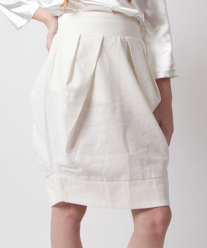 A.BIRD Boutique Cream Della Linen Tulip Skirt sz 12 EUC