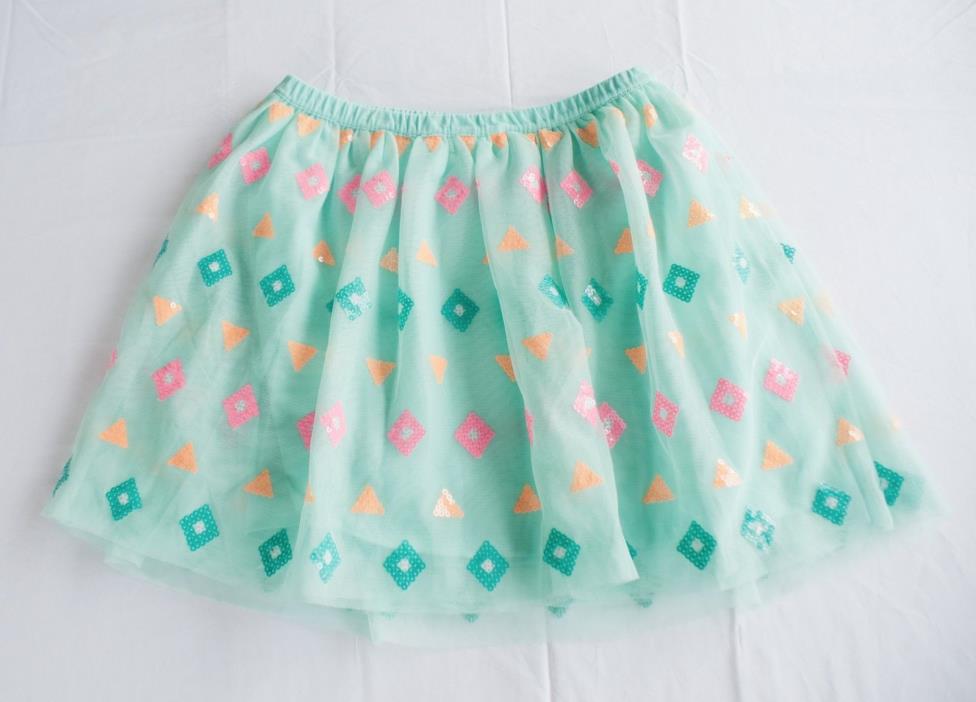 Girls' Cat & Jack Tutu Skirt Size L (10-12) Mint Green W/ Diamond Shape Sequins