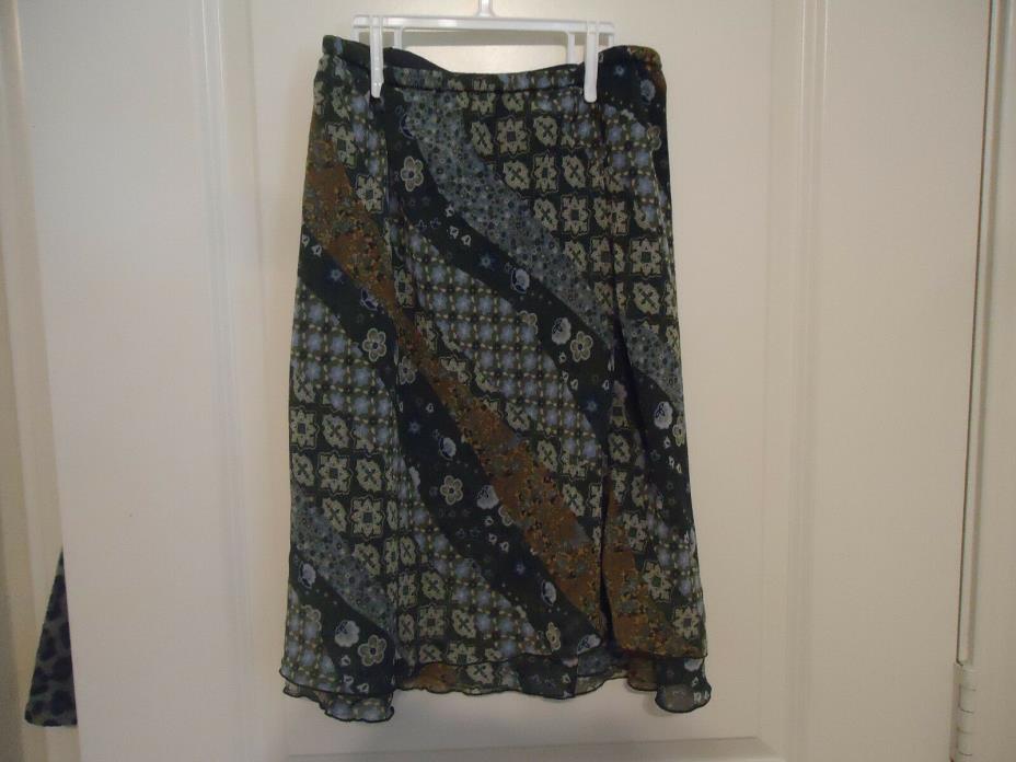 Limited Too Girl's Size 10 Skirt Green Floral Polyester Lined