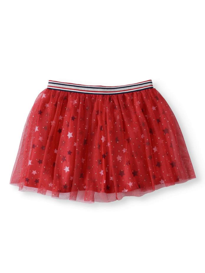 NEW Girls America Star Red White & Blue Glitter Mesh Tulle Skirt XL 14-16