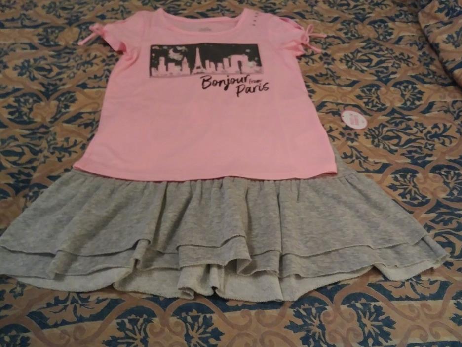 NEW WITH TAG GIRLS JUSTICE  SKIRT/SKORT / PINK TOP 14/16 - 10/12 GRAY