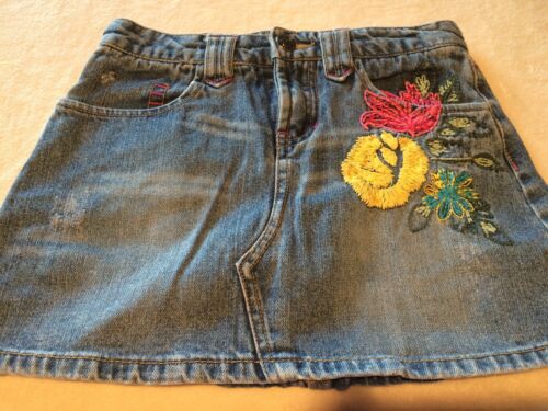 Jeans Girl Short Skorts Skirt Size 7 Cotton Blue Flower Embroidery