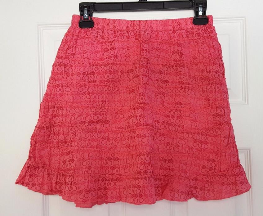 Land's End Kids Girl's Size 12 Skort Dark Pink Patterned Lined and Skirt P18