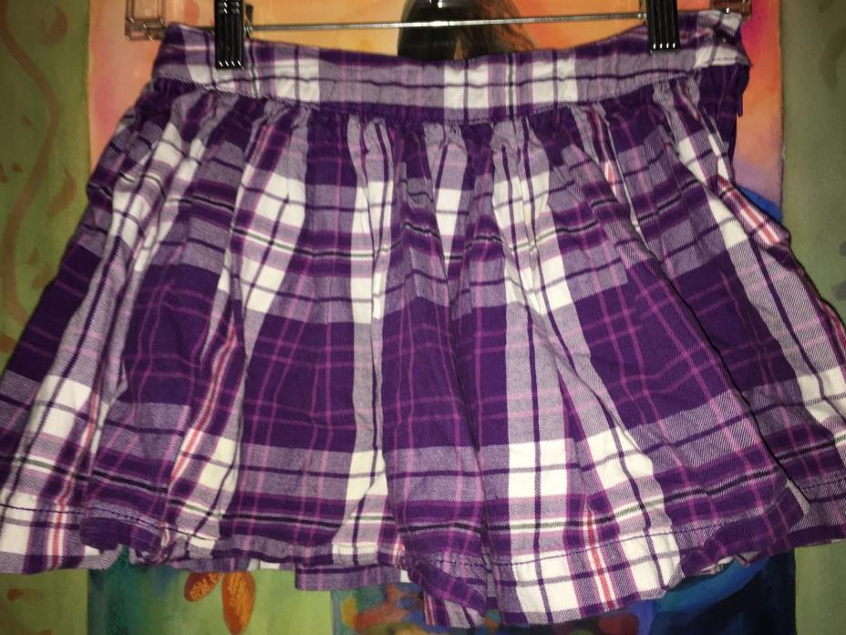 The Children's Place TCP Purple White Pink Plaid Adjust Skort Short Skirt Sz 12