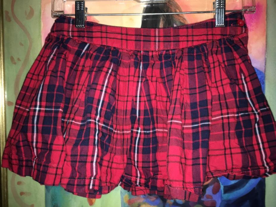 The Children's Place TCP Red & Blue Plaid Adjust Skort Short under Skirt Sz 12