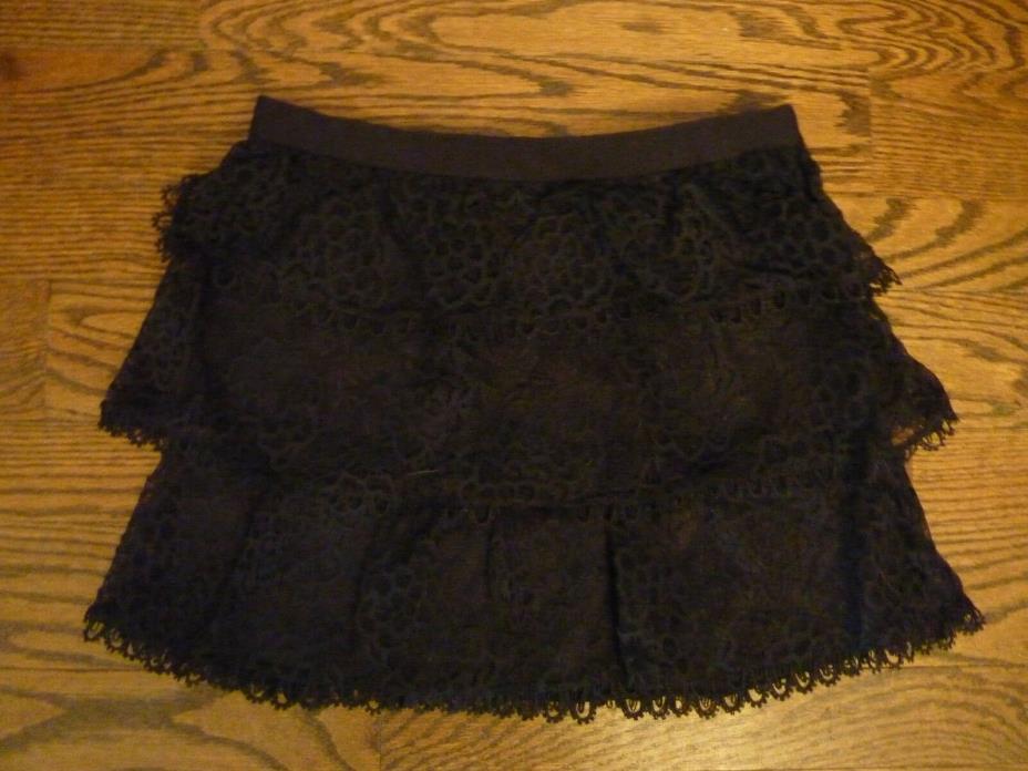 MILLY MINIS Girls 10 Black Lace Layered Skirt Side Zipper EUC