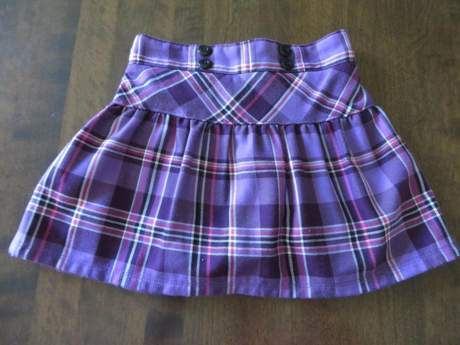 Sonoma Girls Purple Pink Plaid Skort Elastic Waist Size 5 EUC