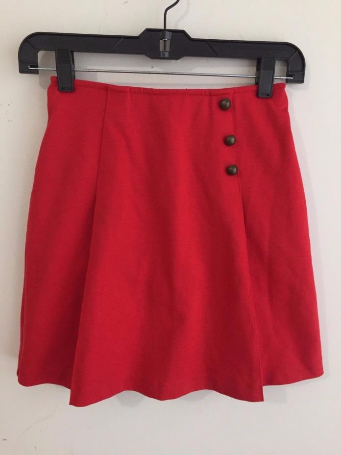 Land's End Kids Skort Red w/ Bronze Tone Accent Buttons Girls Size 12