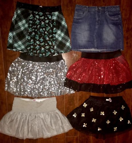 LOT GIRLS SKORTS SIZE 16 ALL JUSTICE Black Red Silver Sequins Party Holiday
