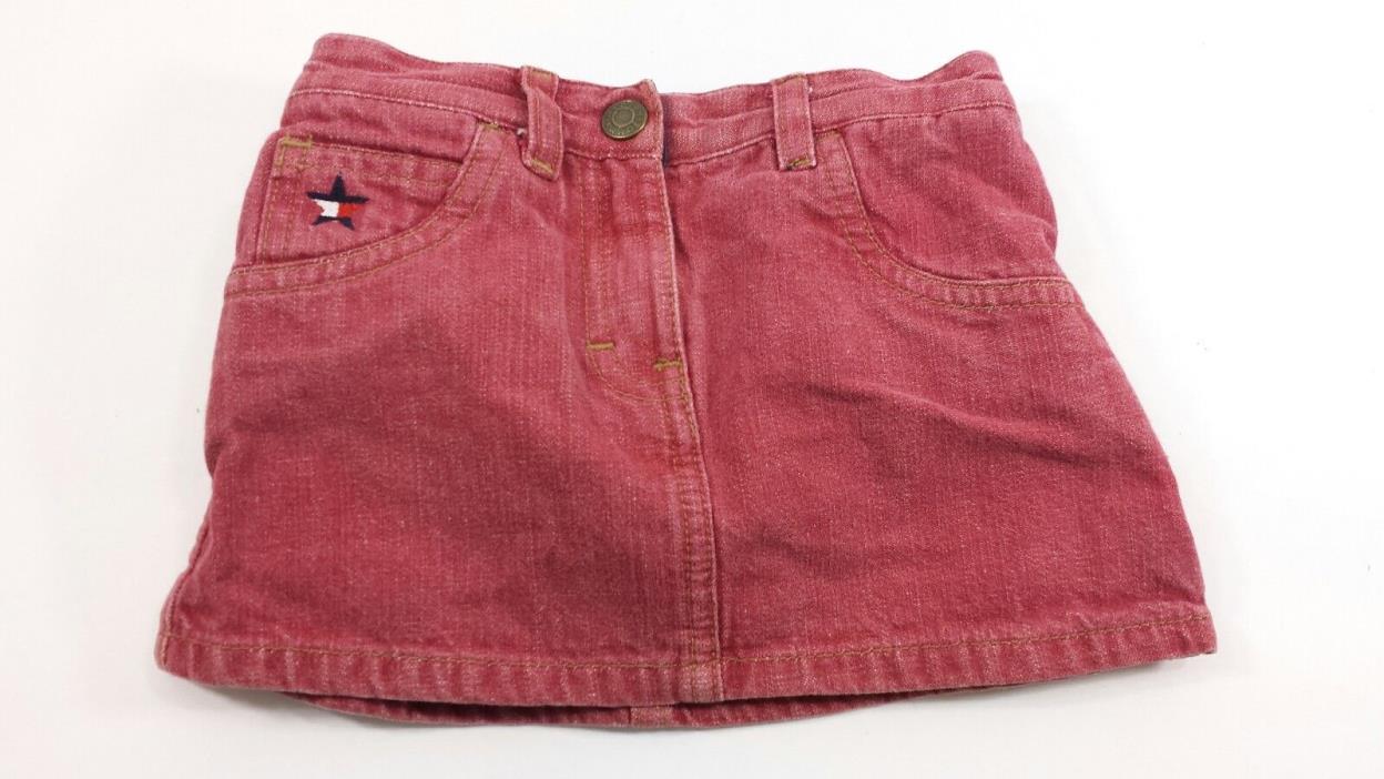 Vintage Tommy Hilfiger Baby Girls Skort Red Faded / Washed Denim Size 6-12 mths.