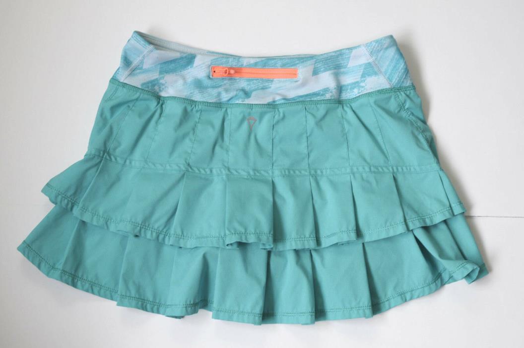 Ivivva by Lululemon Set The Pace Setter Skirt Girls Skort Teal Blue Green Sz 14