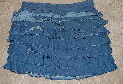 Old Navy Girls Size 6-7 Ruffles Denim Skirt elastic Waistband Adorable