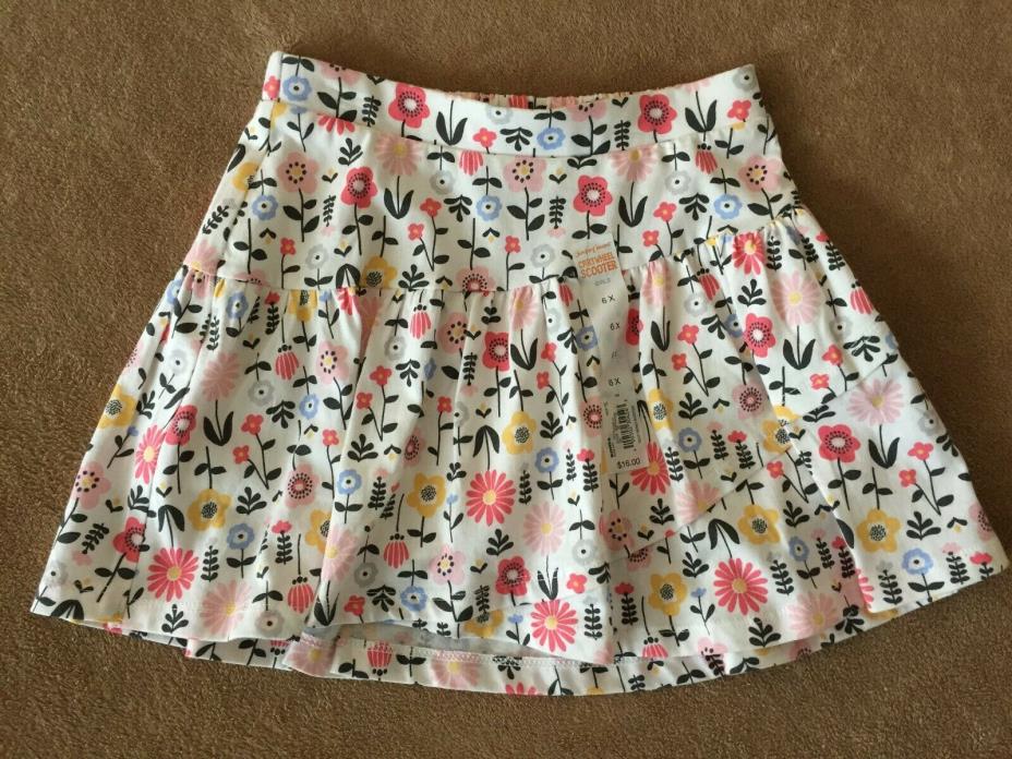 Jumping Beans Girls Skort NWT 6X White background with multicolored flowers NEW