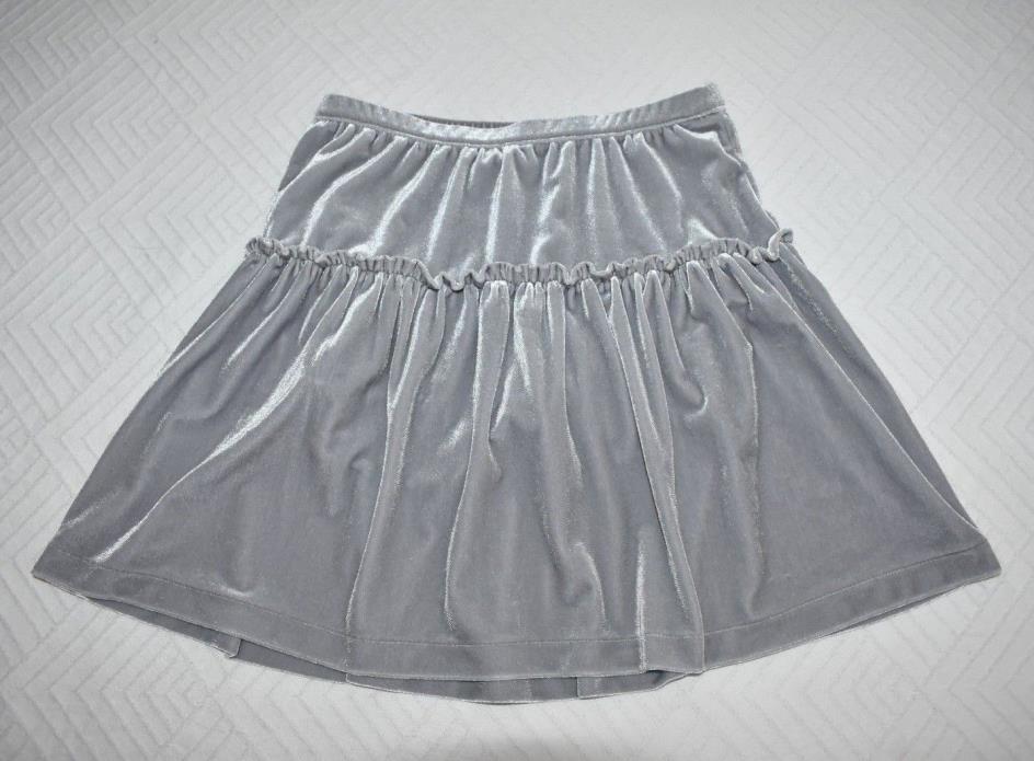 Lands' End Girls 7-8 S Velvet Velour Skirt Skort Gray Built in Shorts