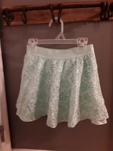 Justice Jeans Girls Mint Green w/sequins Skirt  Skort Size 10 GUC ??FAST SHIP ??