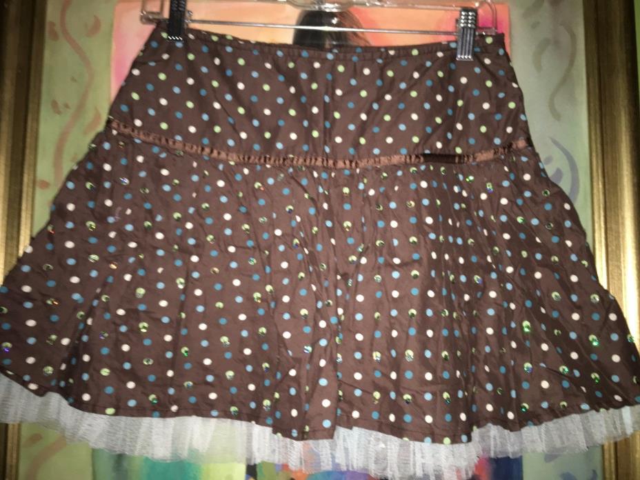 Limited Too Brown Polka Dotted w/Sequins Skirt w/Shorts Skort Sz 16