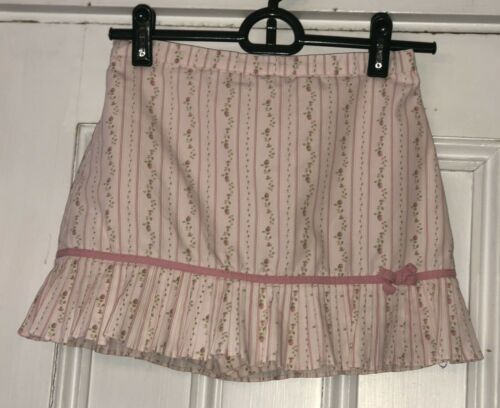 Vintage Gymboree Girls Pink Striped Rose Print Floral Pleated Skirt Sz 6