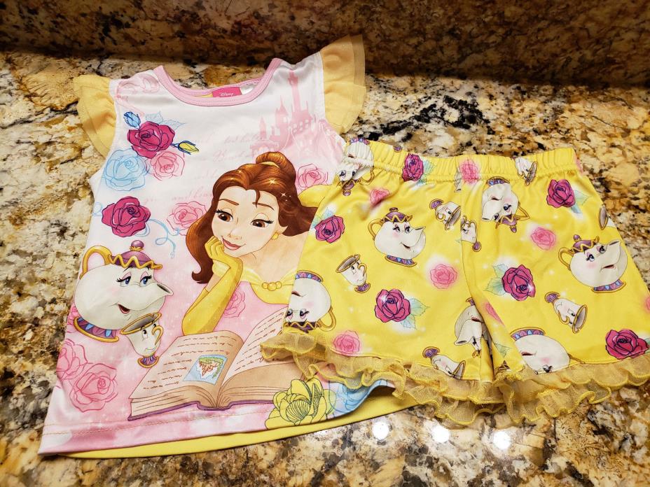 Disney Princess Beauty and the Beast shorts pajamas, size 4/5- Barely worn
