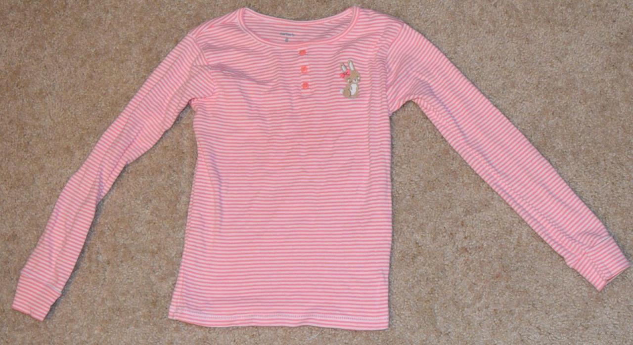 Carter's Girl's Size 8 Peach/White Long Sleeved Sleepwear Shirt