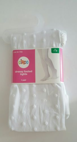 New Circo Dressy Footed Tights White Girls sz 7-10