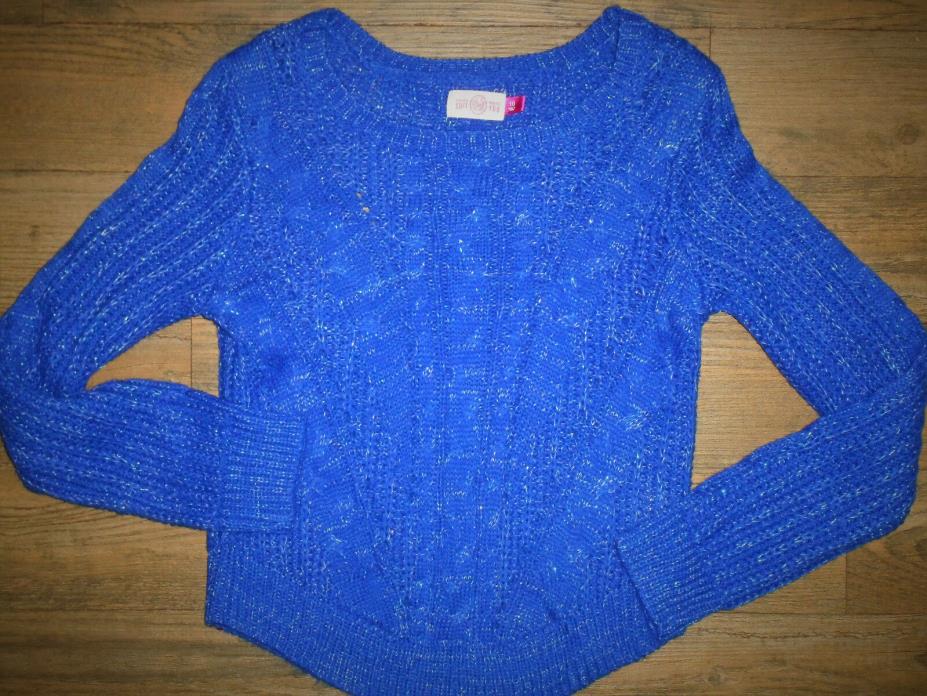 So Girls Size 10 Blue Long Sleeve Sweater Round Hemline
