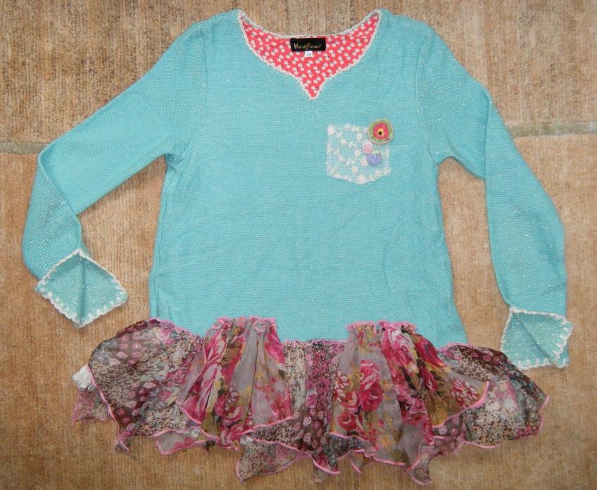 HANNAH BANANA sz 12 Mint Crochet Trim Sweater Tunic EUC