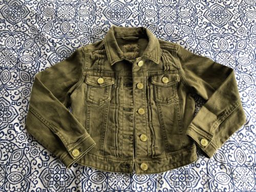 US Next Direct Girl's Olive Green Denim Cropped Fitted Jacket Size 6 Years