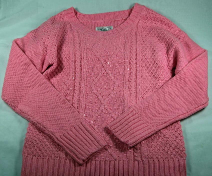 EUC Justice Pink Knit Sequin Sweater Size 16 FREE SHIPPING