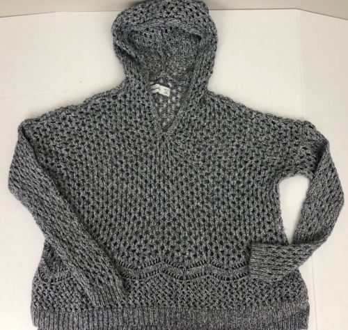 Abercrombie Kids Girls Size M (12) Hooded Open Knit Long Sleeve Sweater Gray