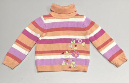 Gymboree Sweater Girls 5 Turtle Neck W/Multi-Color Stripes & Flowers