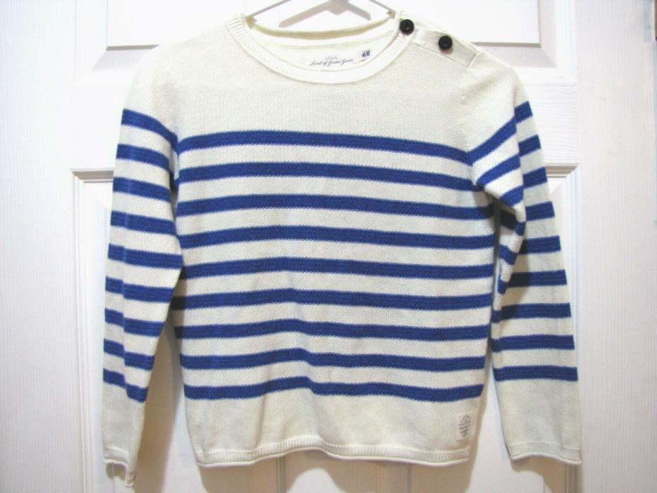 LOGG H&M GIRLS SWEATER SIZE 6-8 YEARS BLUE WHITE PULLOVER STRIPED