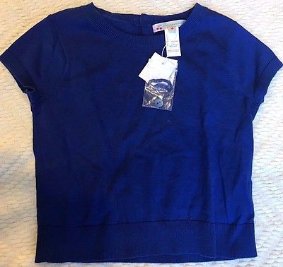 Bonpoint Girls Cobalt Knit Short Sleeve Sweater Size 4 New