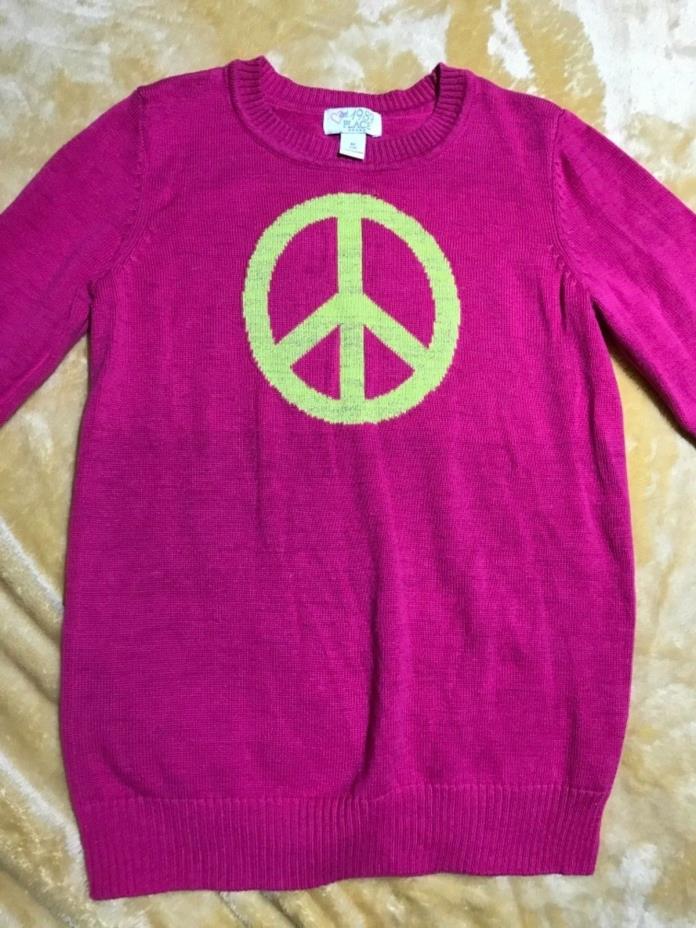 EUC Childrens Place Girls TUNIC SWEATER Med 7 8 Peace Sign