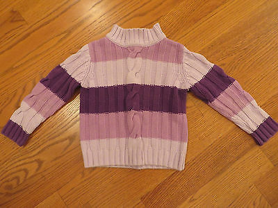 Children's Place Girls Mock Turtleneck Purple Strip Sweater Size S (5/6) EUC