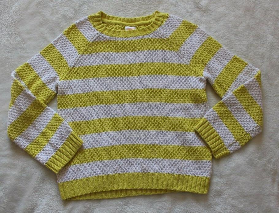 Gymboree Girls Sweater Pullover Sz 5 6 Lime White Striped Long Sleeve Spring