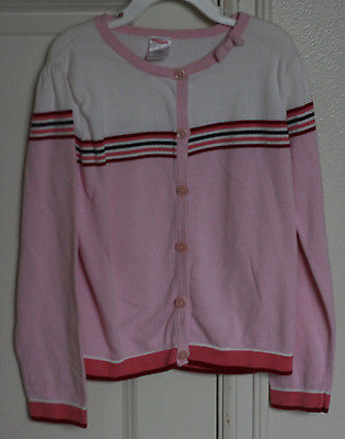 Gymboree CHERRY PIE Girls Size 8 Pink Sweater Cardigan Top Bow Stripes EUC