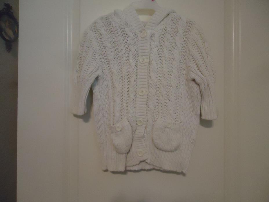 Justice Size 12 (Looks Smaller 8?) Hooded Cable Knit Sweater Off White