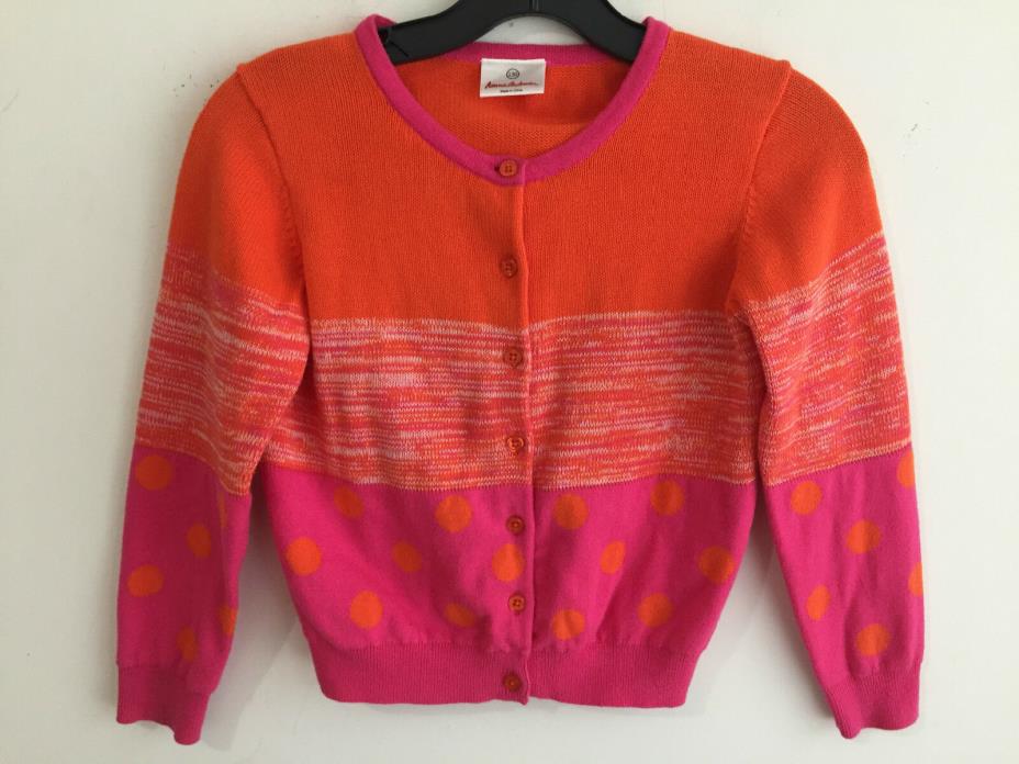 Hanna Andersson Cotton Cardigan Sweater Orange & Fuchsia Size 130
