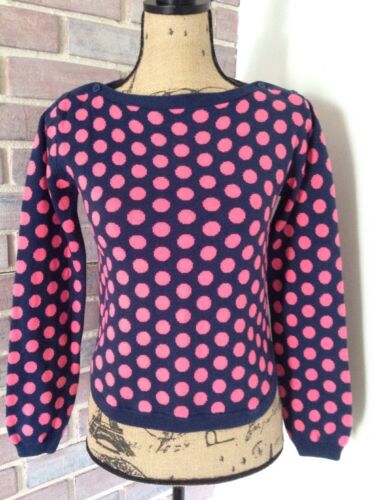 Gap Kids Sweater Navy Blue Pink Polka Dot Long Sleeve Child XXL 14/16 Cotton