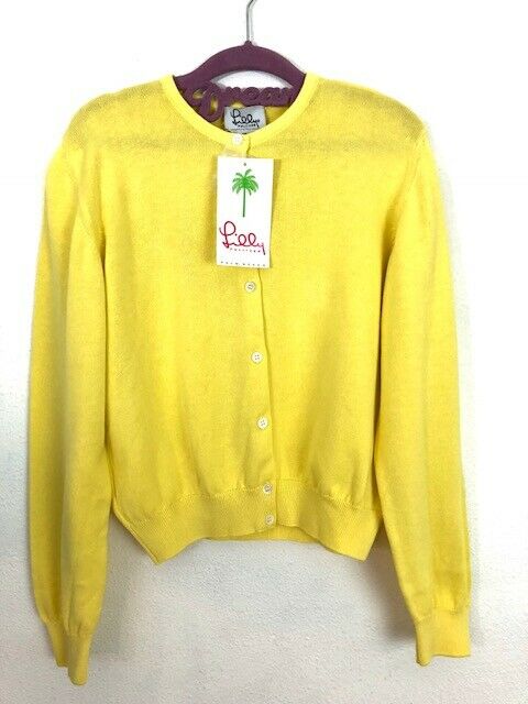 NWT Lilly Pulitzer Carrie Cardigan Sweater Girls Size 12 Spring Yellow Cotton N8