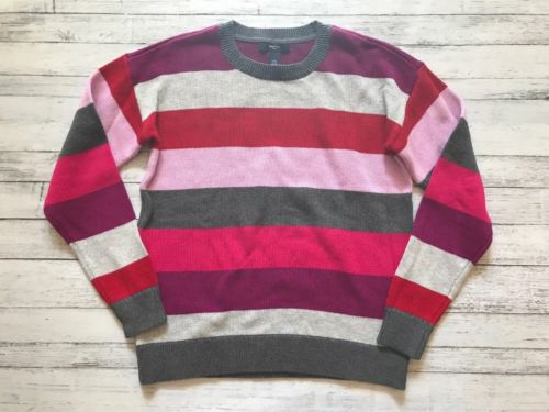NWT Gap Kids Pink Red Gray Striped Sweater XL 12 Y
