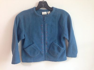 L.L.Bean Zippered Fleece Sweater Blue w/Embroidery Size XS
