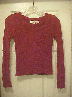 Girls M (10/12) Solid Red Pullover Sweater By Sugar XX Rayon Blend Long Sleeves