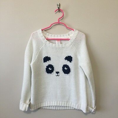 Gymboree White Crewneck Pullover Panda Sweater Metallic Size XS(4) EUC