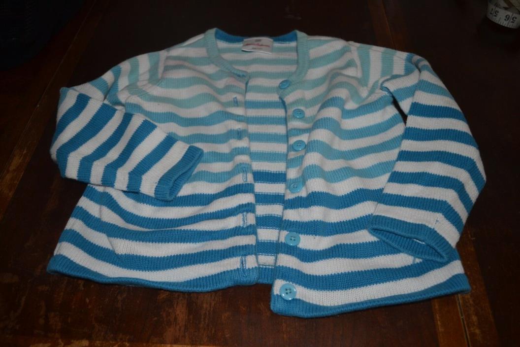 Hanna Andersson bue striped cardigan sweater w blue buttons girl's sz 4 (100)