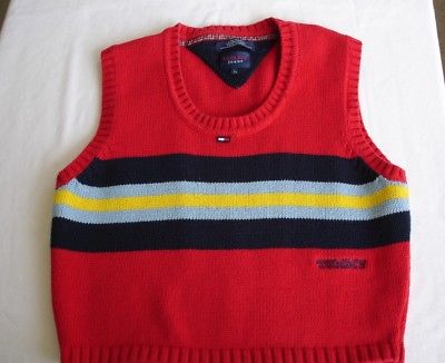 Vintage Girls Tommy Hilfiger 100% Cotton Red Sweater Vest Sz Large L