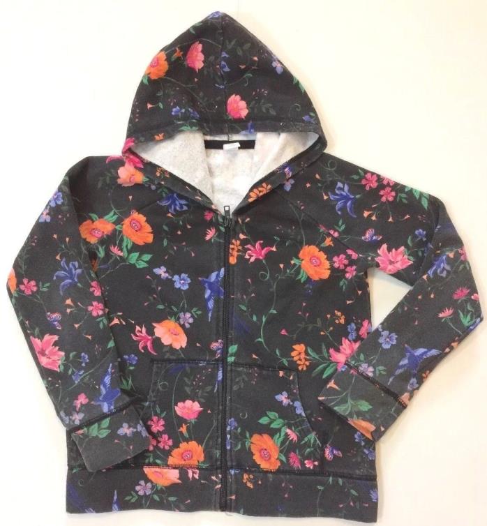 Old Navy Girls Zip Up Hooded Sweater Floral Size Large 10-12