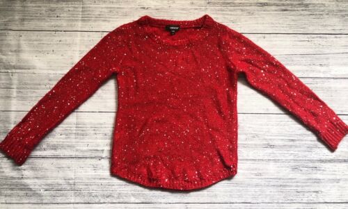JORDACHE Red Sequin Covered Long Sleeve Medium Knit Sweater Girls SZ 7/8