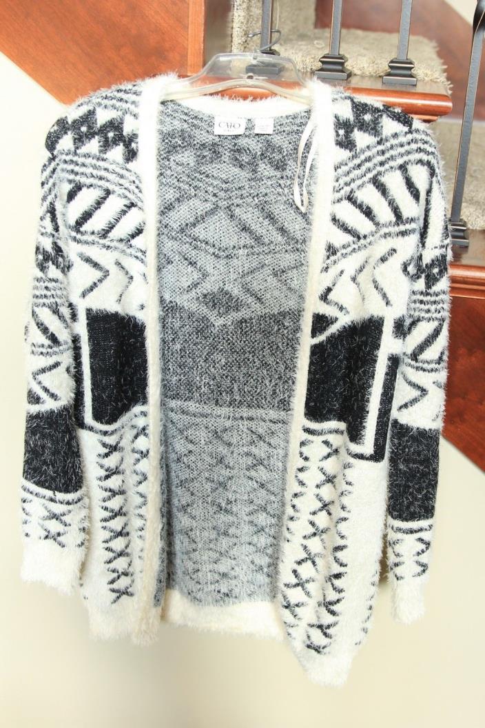 Cato Girl's Ivory/Black Cardigan Sweater Top Large 14/16