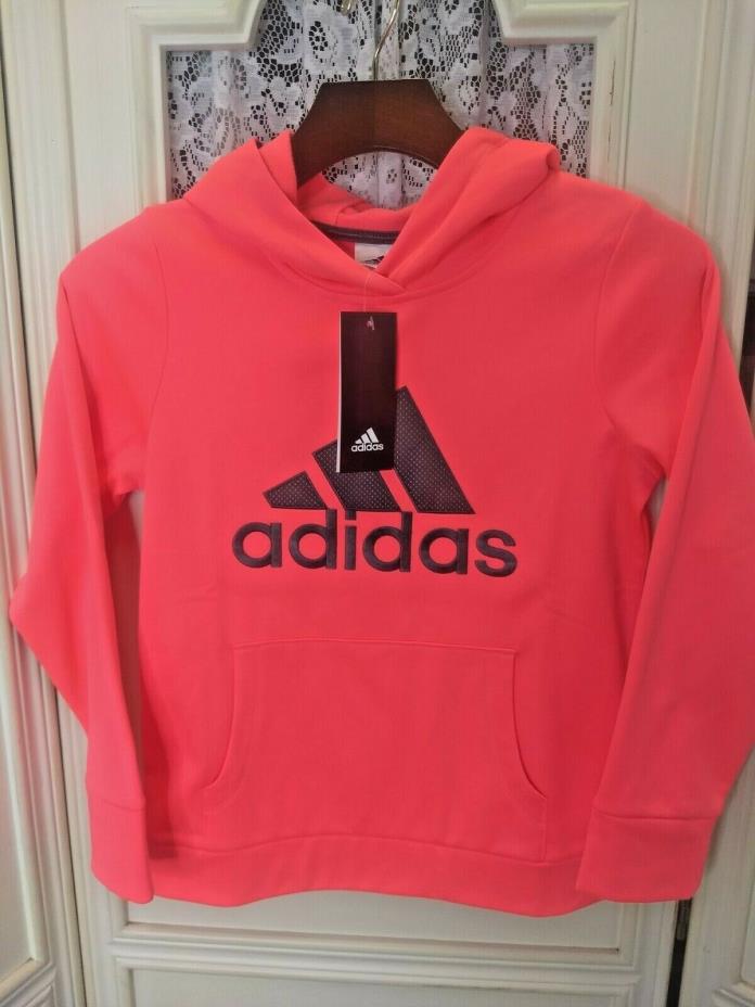 NEW Adidas Youth Girls Size Small 7/8 Red Orange L/S Hoodie